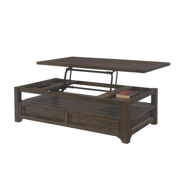 Rectangular Wooden Lift Top Coffee Table With 2 Drawers, Brown - BM205982