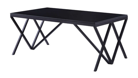 Contemporary Style Metal Coffee Table With Geometric Base, Black
