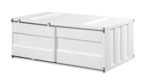 Industrial Style Metal Cargo Coffee Table With Openable Door, White