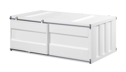 Industrial Style Metal Cargo Coffee Table With Openable Door, White