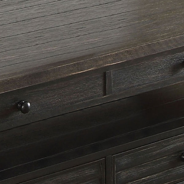 Plank Top Coffee Table With Louver Design Drawers In Antique Black
