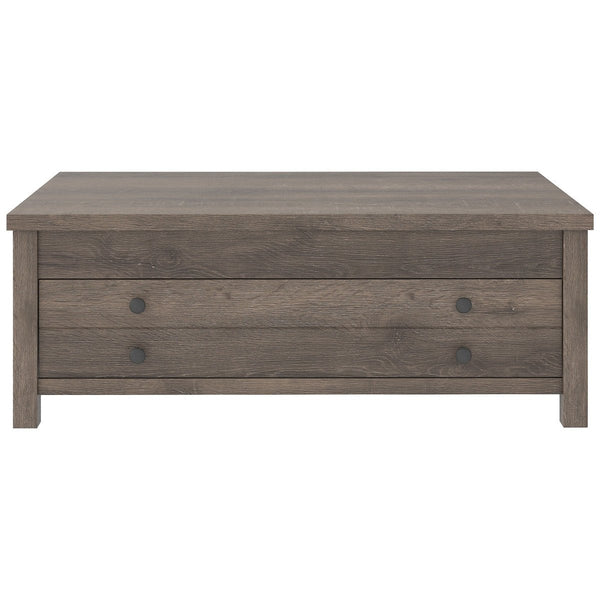 Wooden Cocktail Table With Reclining Lift Top, Weathered Brown - BM226542