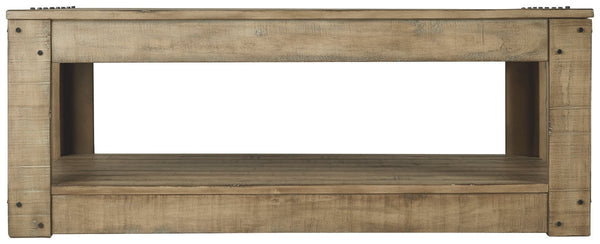 Plank Design Wooden Rectangular Cocktail Table With Weathered Look, Brown