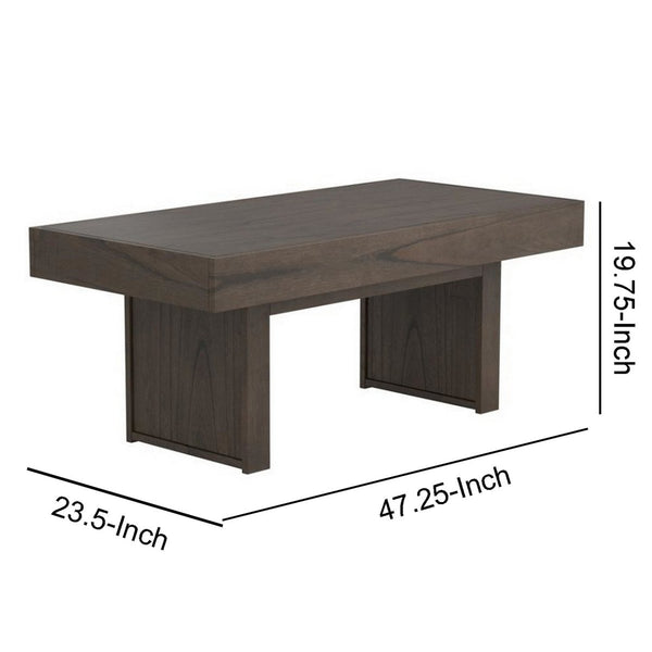 Rectangular Wooden Top Coffee Table With 1 Hidden Side Drawer, Taupe Gray - BM229636