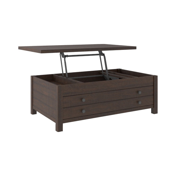 17 Inch 1 Drawer Lift Top Wooden Cocktail Table, Brown - BM231368