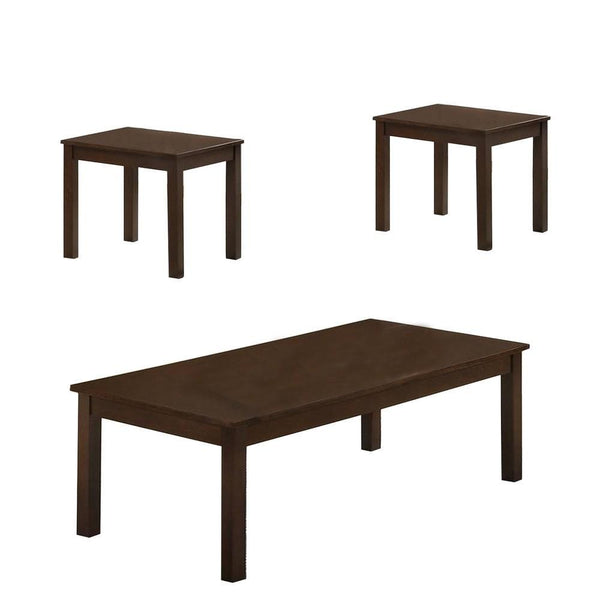 3 Piece Transitional Coffee Table And End Table With Block Legs, Gray - BM233095