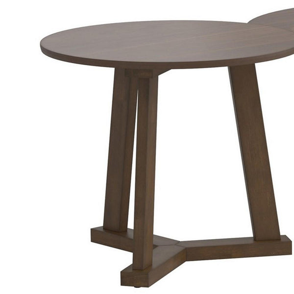 3 Piece Round Wooden Coffee Table And End Table With Tripod Base, Brown - BM233248