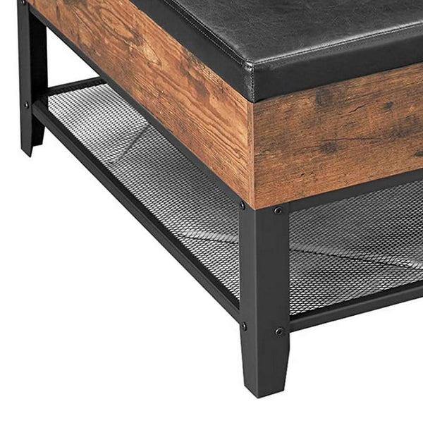 31.5 Inches Leatherette Coffee Table With Lift Top Storage, Brown