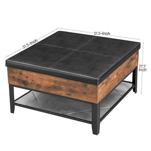 31.5 Inches Leatherette Coffee Table With Lift Top Storage, Brown