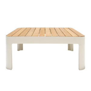 Square Outdoor Coffee Table With Slatted Table Top, Light Gray