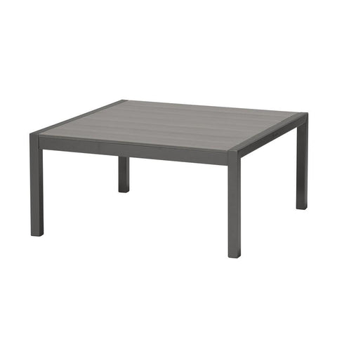 Aluminum Frame Outdoor Coffee Table With Square Wooden Top, Gray