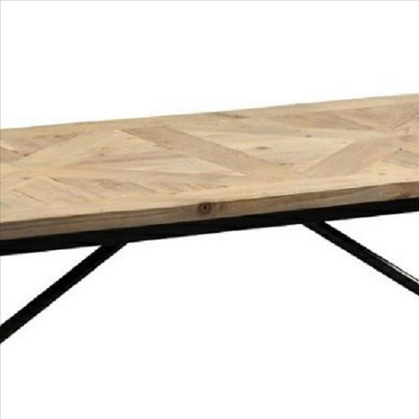 Wooden Top Coffee Table With Pipe Design Base, Brown