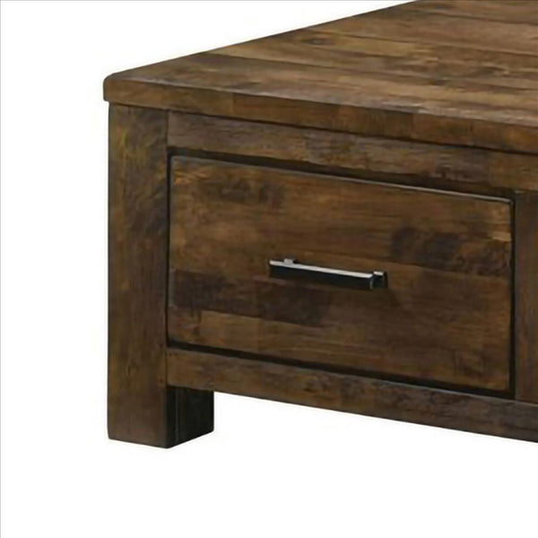 47 Inches Coffee Table With 1 Drawer And Open Shelf, Rustic Brown