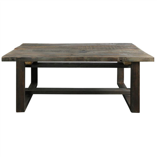 Rustic Style Wooden Coffee Table With Intersected Sled Base, Gray - BM240211