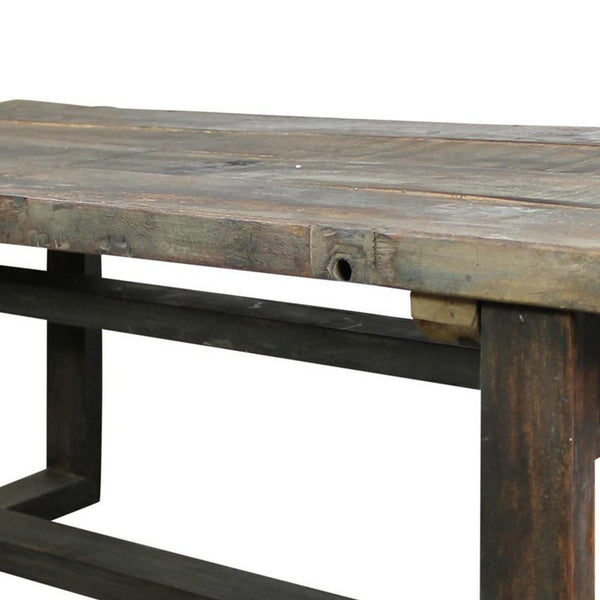 Rustic Style Wooden Coffee Table With Intersected Sled Base, Gray - BM240211