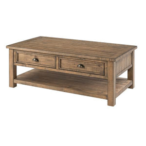 Coastal Style Rectangular Wooden Coffee Table With 2 Drawers, Brown - BM205976