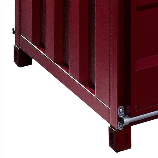 Container Style Coffee Table With Sliding Doors, Red - BM233957