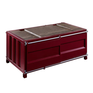 Container Style Coffee Table With Sliding Doors, Red - BM233957