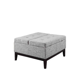 Fabric Upholstered Tufted Square Storage Coffee Table, Black And Gray - BM204200