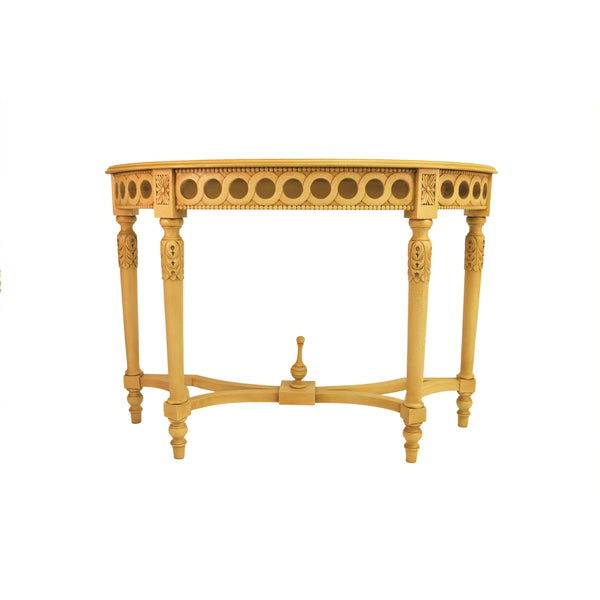 Neoclassical Demilune Console w/ Crackle Finish Table Top - HT-101C