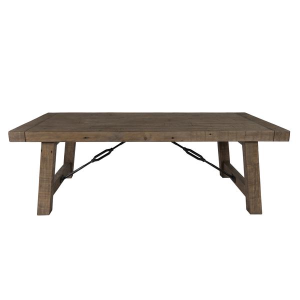 Handcrafted Reclaimed Wood Coffee Table With Grains, Weathered Gray