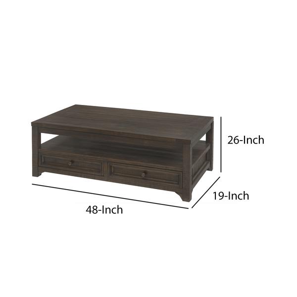 Rectangular Wooden Lift Top Coffee Table With 2 Drawers, Brown - BM205982