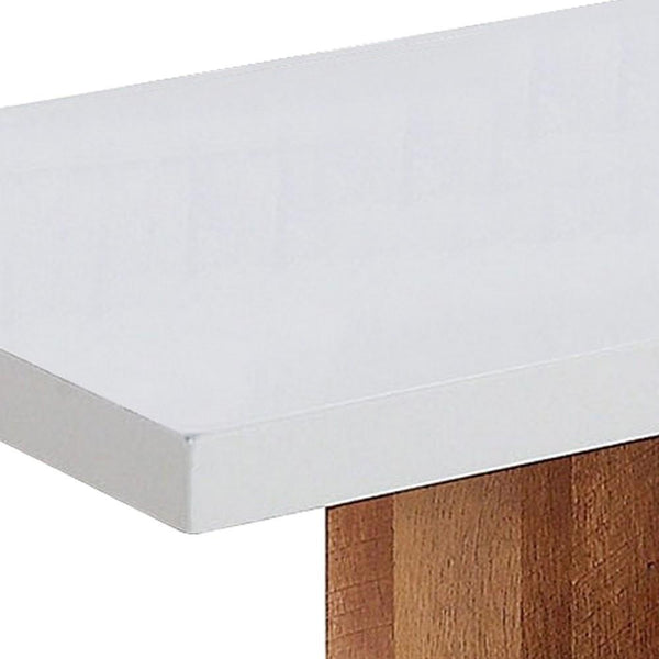 Replicated Wooden Base Coffee Table With 1 Open Shelf, White And Brown