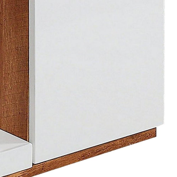 Replicated Wooden Base Coffee Table With 1 Open Shelf, White And Brown