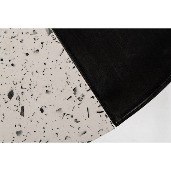 Round Coffee Table With Segregated Metal And Concrete Top, Black And White - BM223450