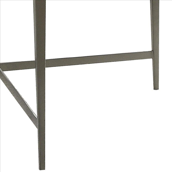Round Glass Top Coffee Table With X Support Metal Base, Silver