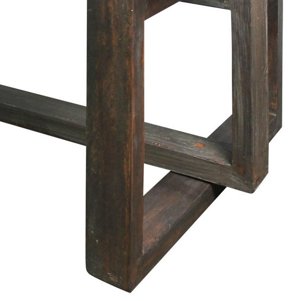 Rustic Style Wooden Coffee Table With Intersected Sled Base, Gray - BM240211