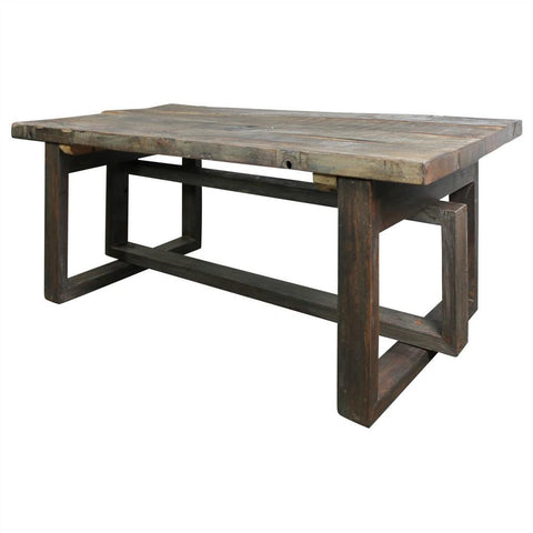 Rustic Style Wooden Coffee Table With Intersected Sled Base, Gray - BM240211