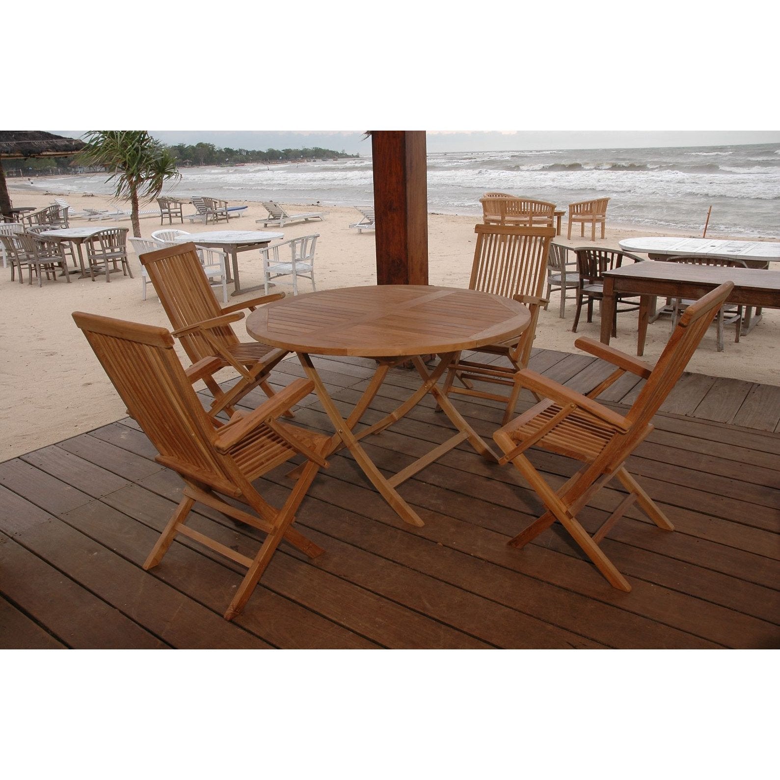 Bahama Classic Folding Armchair 5-Pieces Dining Set - Set-28