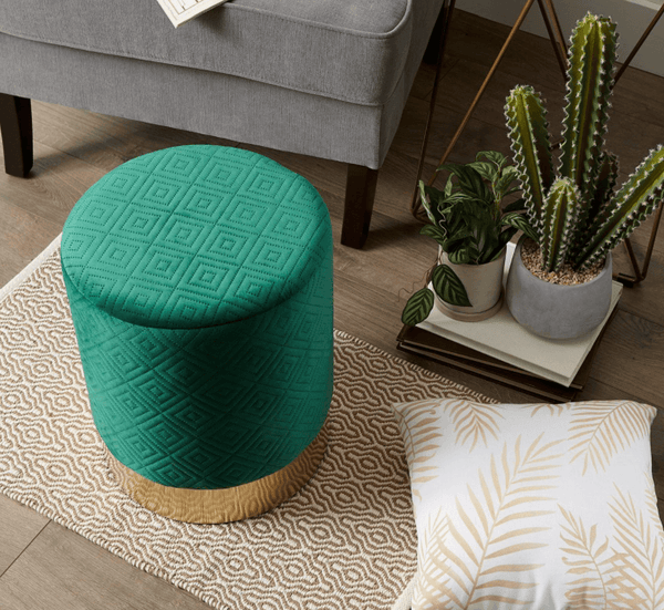 Green Velvet Stool