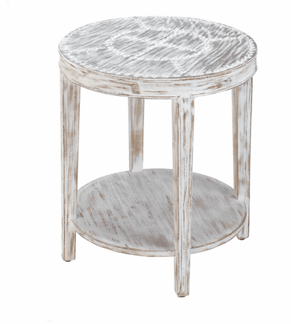 Seward Distressed Round Wood Side Table