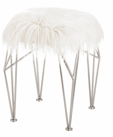 Fur Stool With Prism Legs