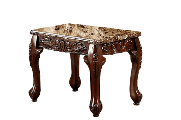3 PIECE TABLE SET With Marble Table Top, Dark Oak Brown - BM131463