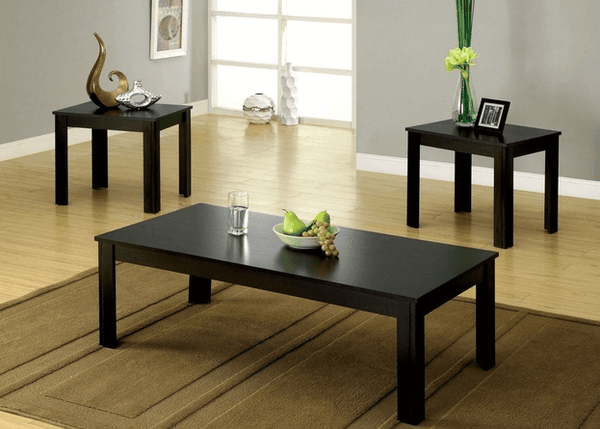 Bay Square Contemporary 3 Piece Table Set, Black Finish