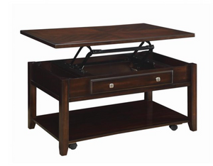 Modern Lift Top Wooden Coffee Table With Storage & Shelf, Walnut Brown
