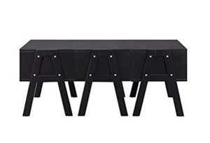 Three Drawers Wooden Convertible Coffee Table With Angled Legs, Black