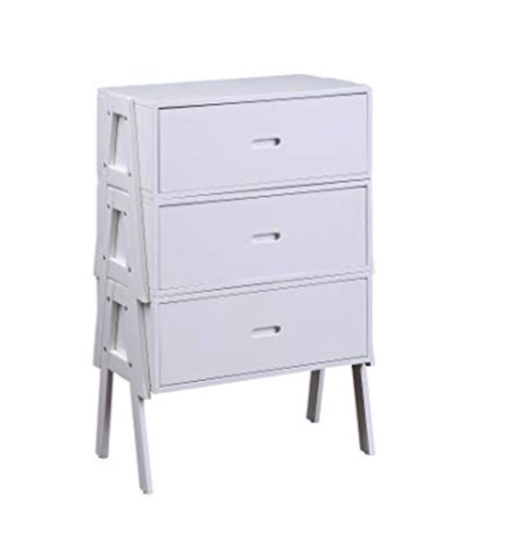 Three Drawers Wooden Convertible Coffee Table With Angled Legs, White