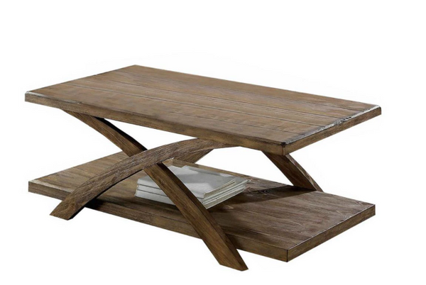 Transitional Style Wooden 3 Piece Table Set With X Shaped Table Base, Light Oak