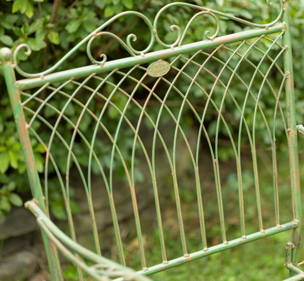 "STEPHANIA" VICTORIAN FOLDING IRON ARMCHAIR IN ANTIQUE GREEN