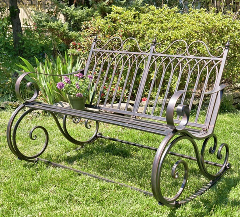 Iron Rocking Garden Bench "Tatiana" in Bronze