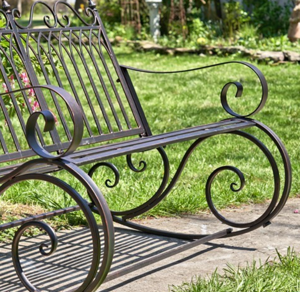 Iron Rocking Garden Bench "Tatiana" in Bronze