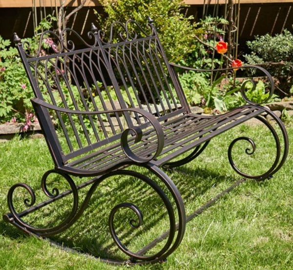 Iron Rocking Garden Bench "Tatiana" in Bronze