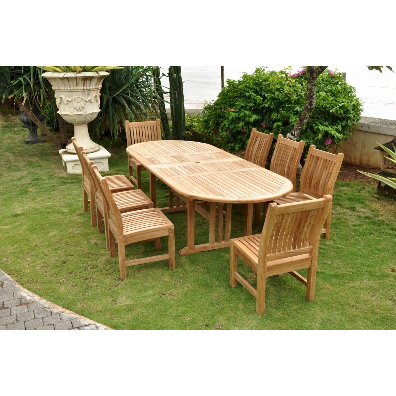 Sahara Dining Side Chair 9-Pieces Oval Dining Set - Set-76