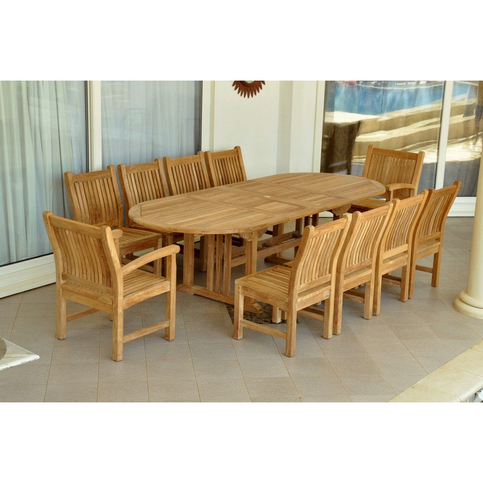 Sahara Dining Side Chair 11-Pieces Oval Dining Set - Set-78