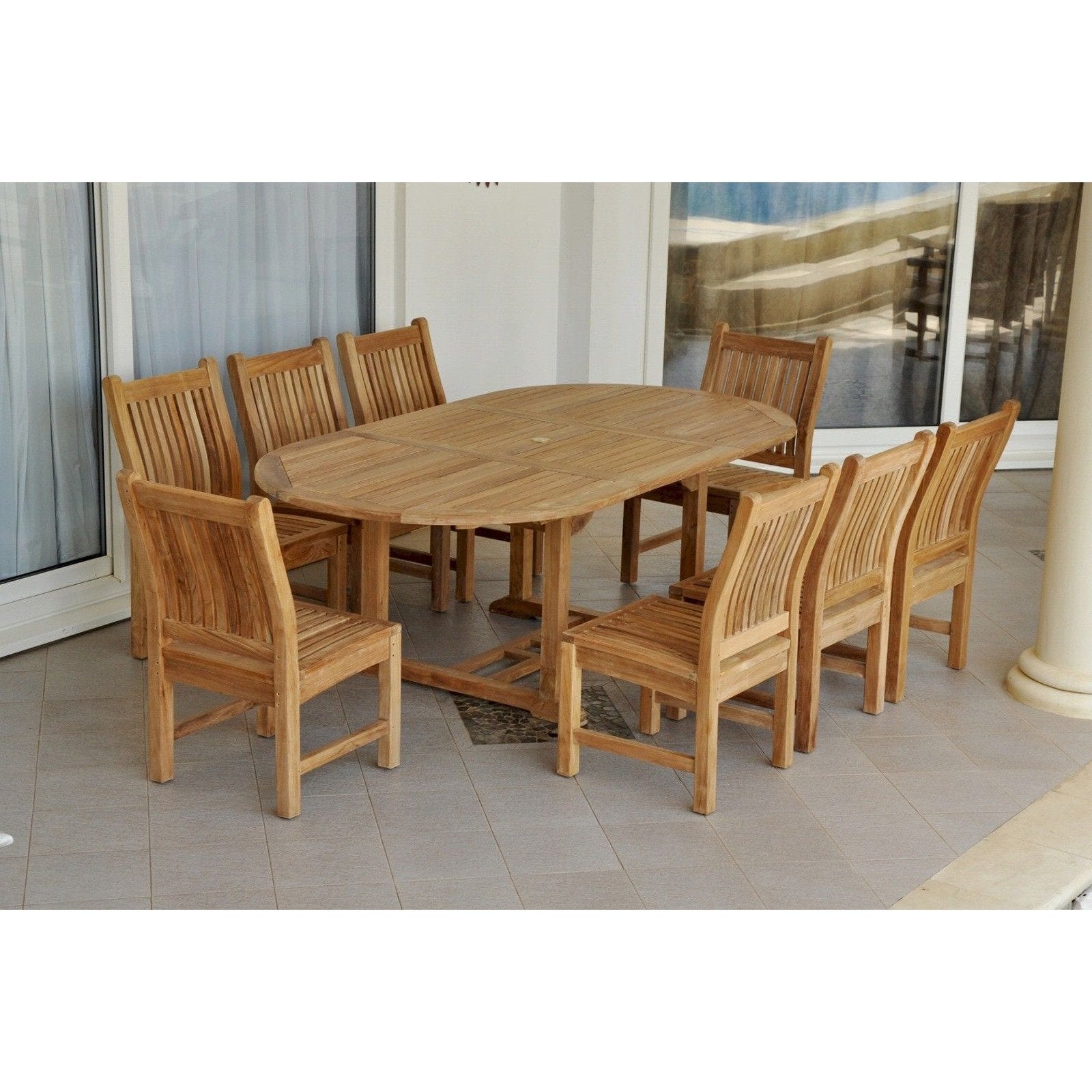 Bahama Sahara 9-Pieces 87" Oval Dining Set - Set-85