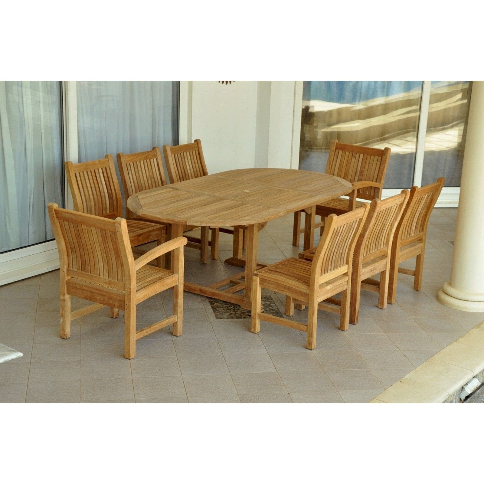 Bahama Sahara Side Chair 7-Pieces 87" Oval Dining Set - Set-87